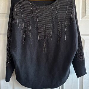 Elegant Black Rhinestone Embellished Women's Top